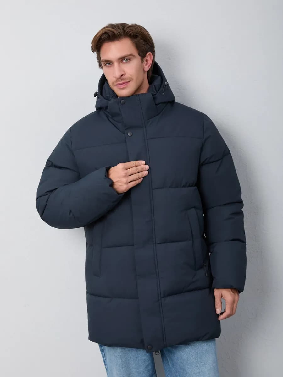 Куртка зимняя удлиненная с капюшоном