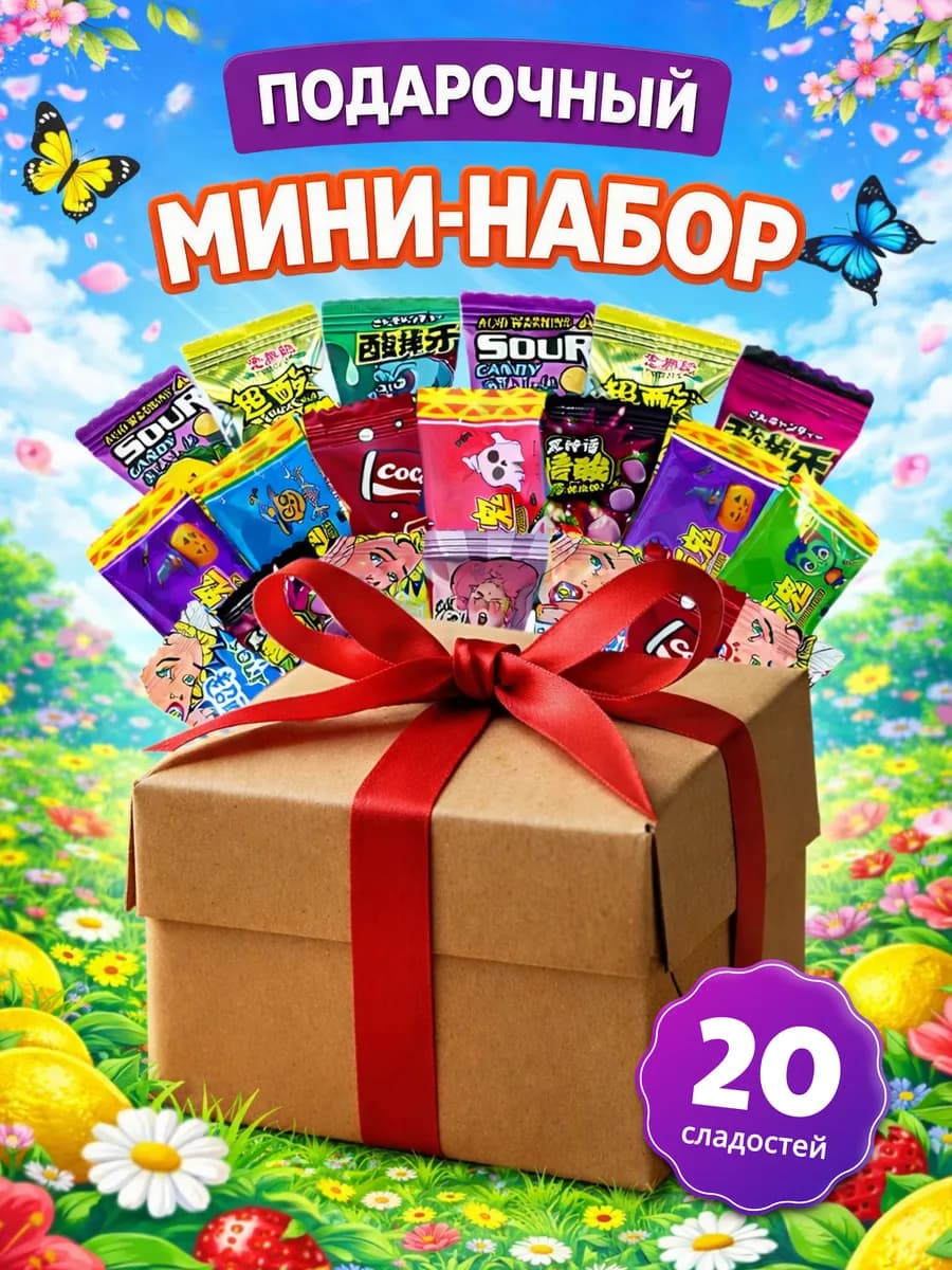 Подарочный мини набор бокс азиатских сладостей детям 20 штук - фото 1
