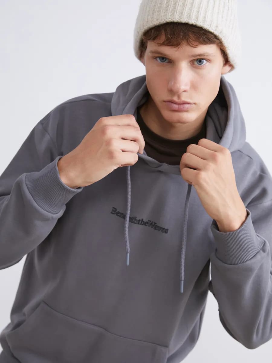 Мужское худи с длинным рукавом и принтом