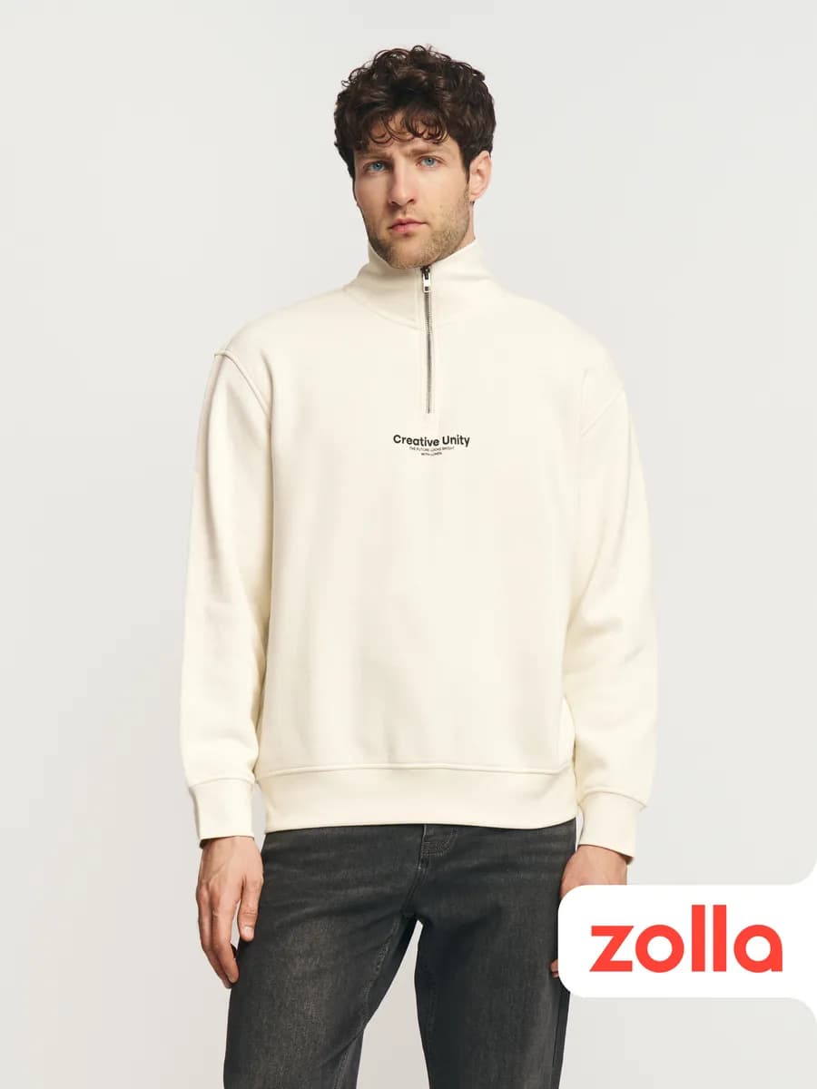 Мужской свитшот прямой на молнии начёс