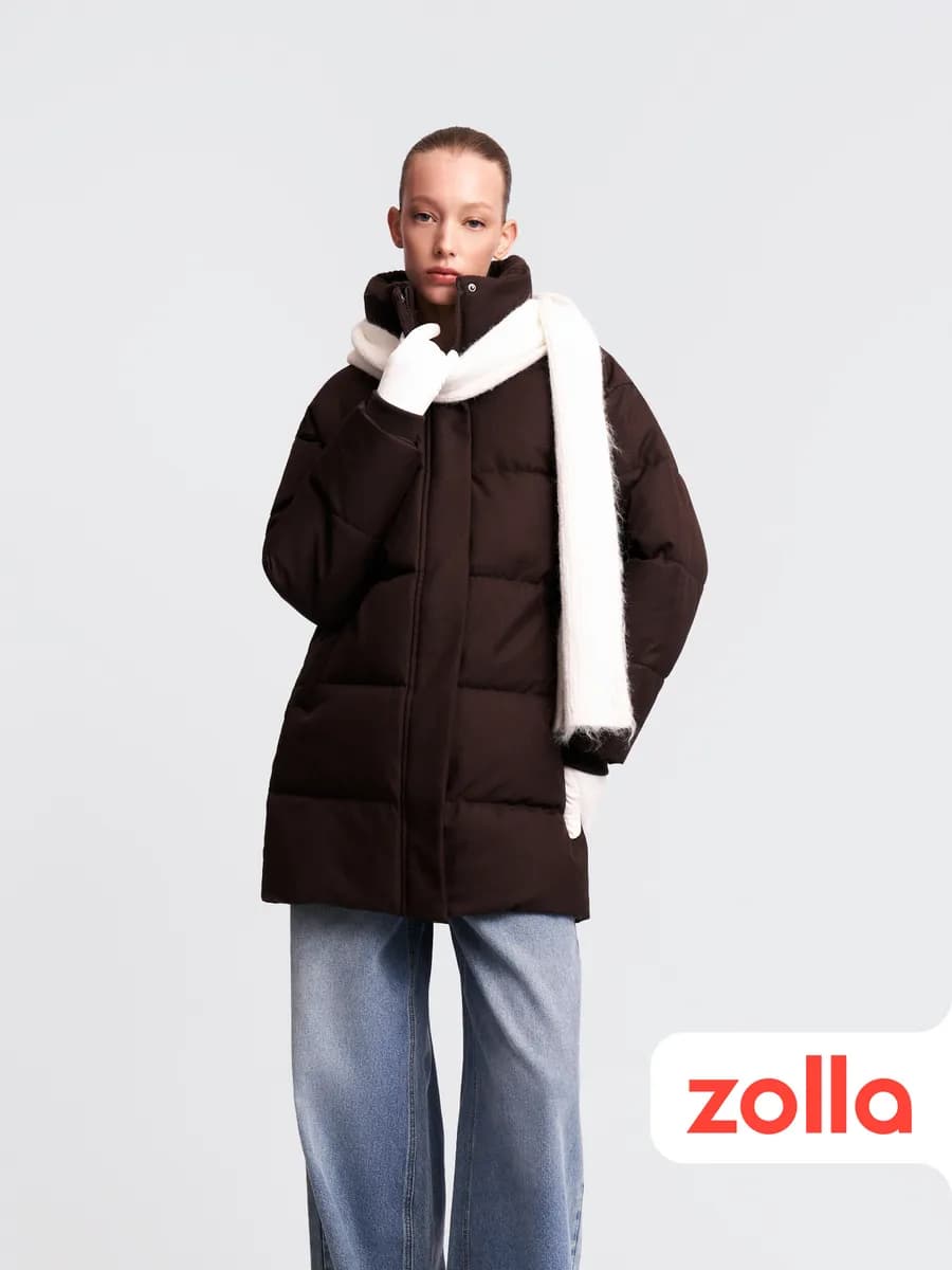 Тёплая женская куртка-пальто оверсайз