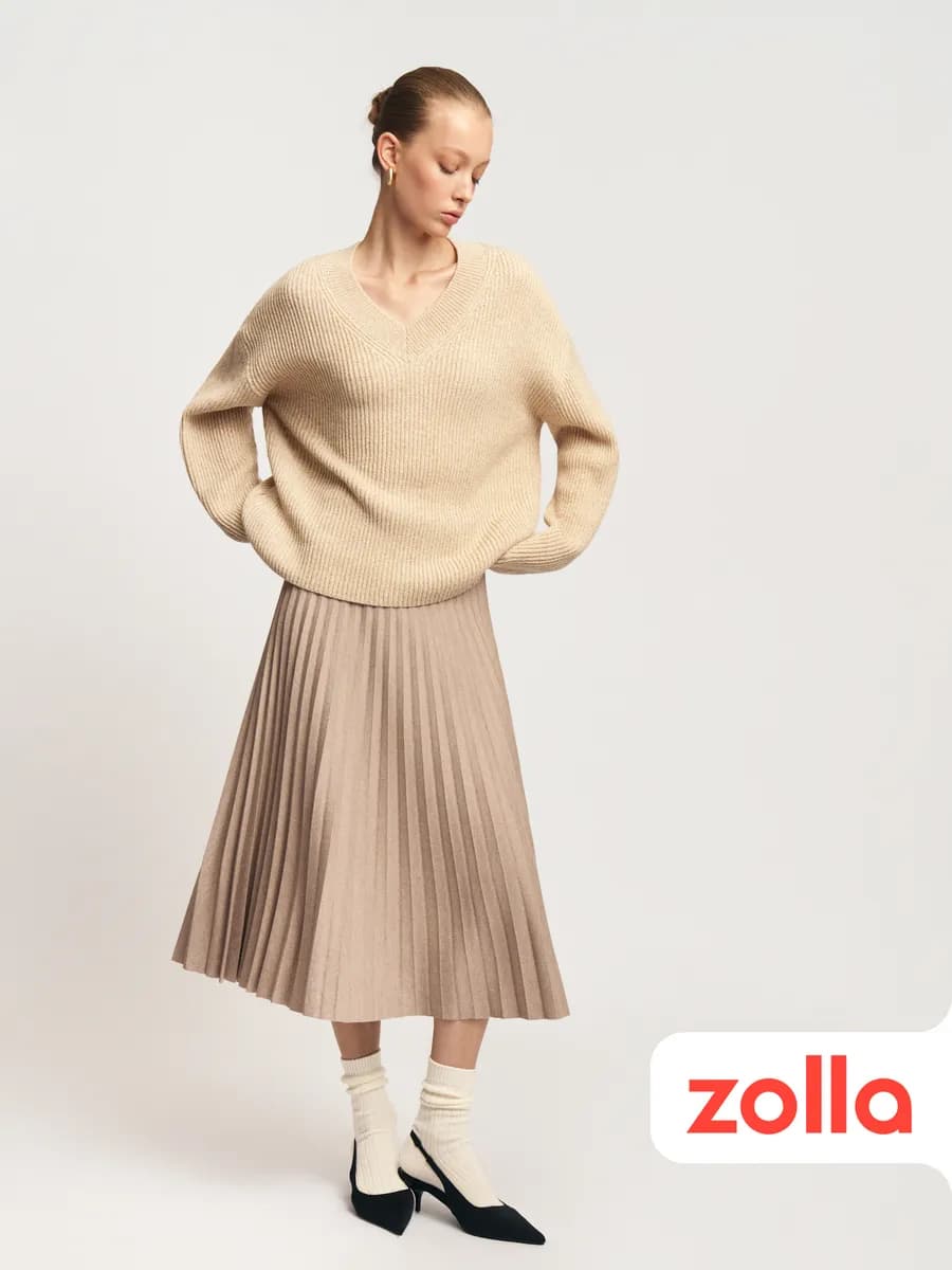 Женская юбка миди на резинке плиссе - фото 1