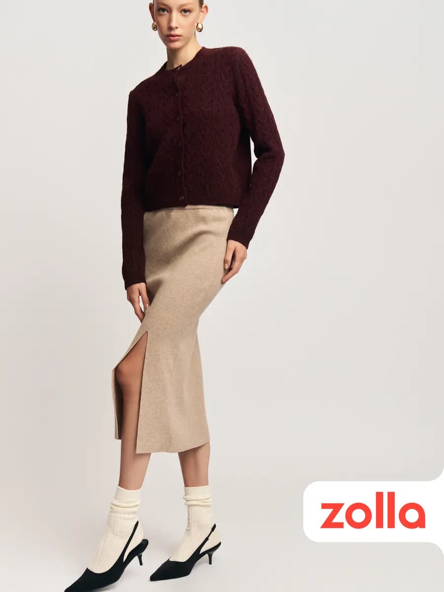 Женская трикотажная юбка с разрезом