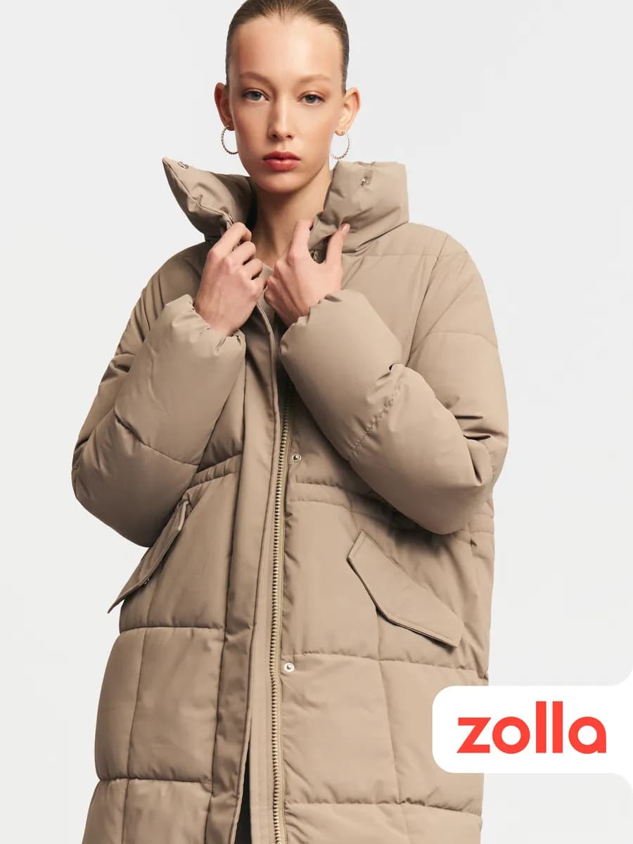 Тёплая длинная женская куртка-пальто