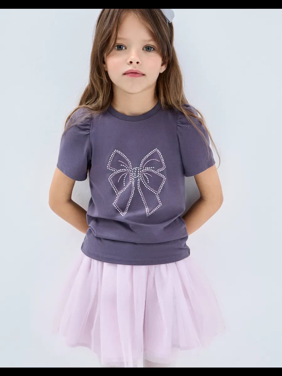 Сиреневая юбка из сетки с бантиком