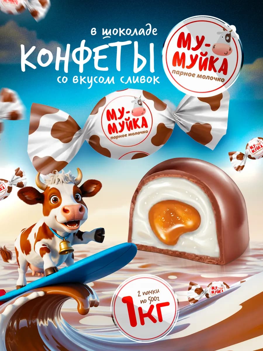 Конфеты сливочные Му-муйка парное молочко, 1 кг