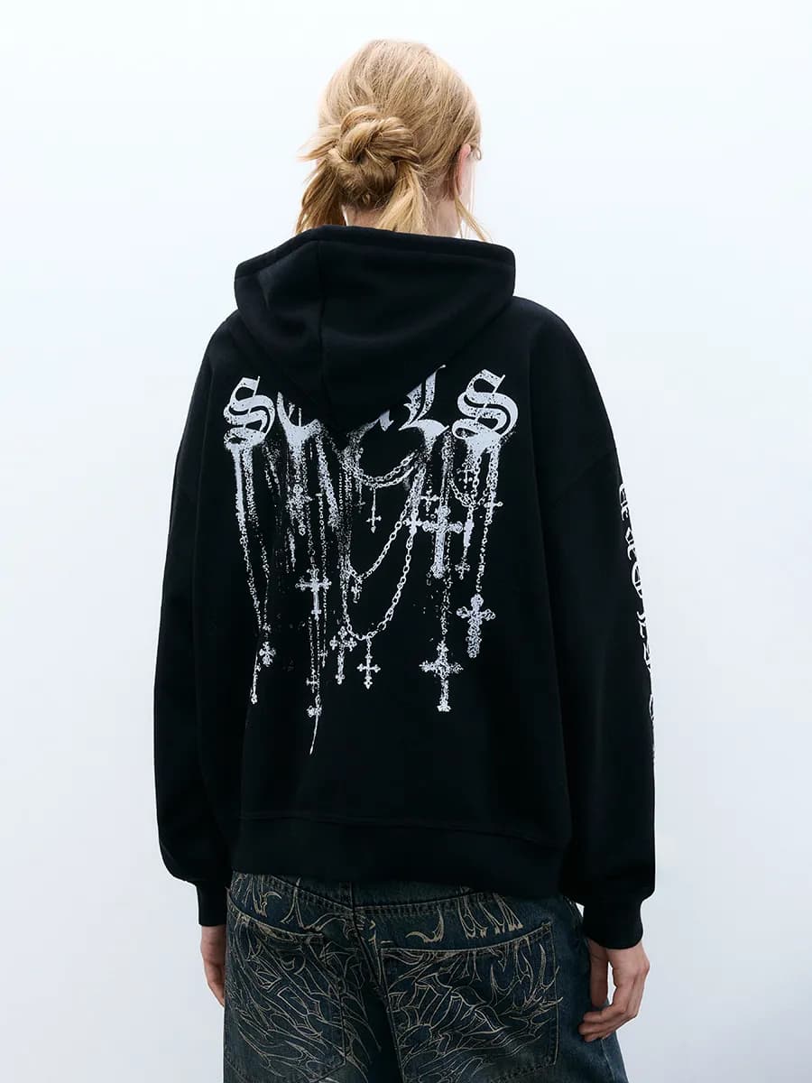 Худи-зипка с капюшоном и принтом - фото 1