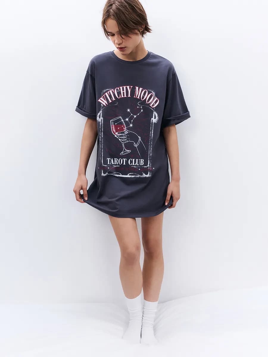 Платье-футболка домашнее с принтом