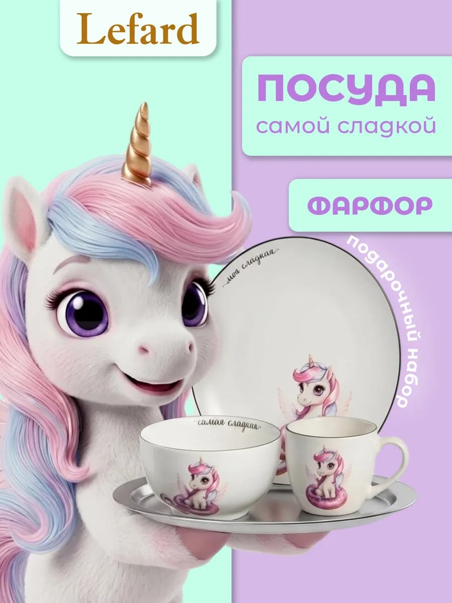Набор детской посуды для девочки "Самая сладкая" 3 предмета