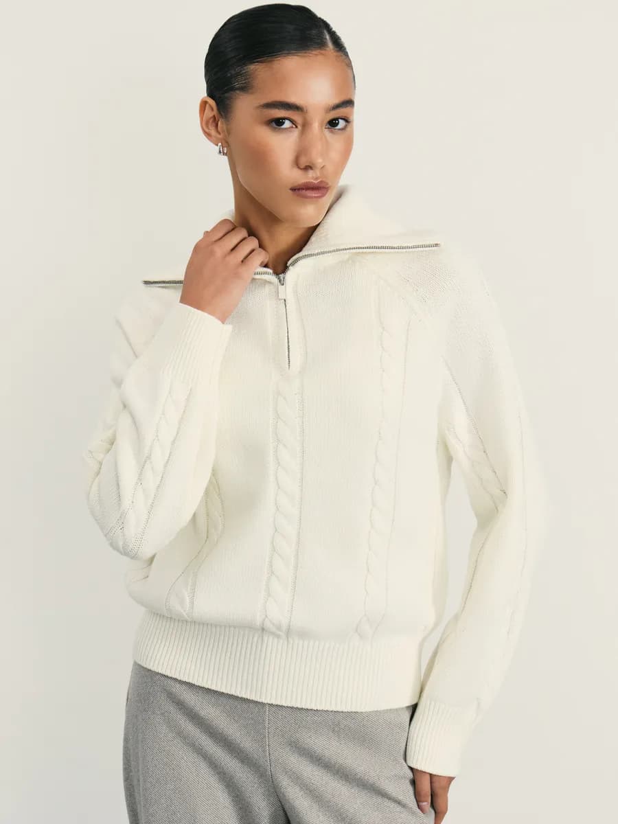 Джемпер вязаный с горлом на молнии с узором