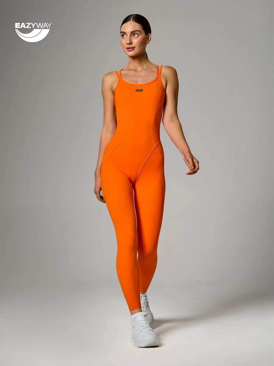 Комбинезон спортивный длинный с открытой спиной