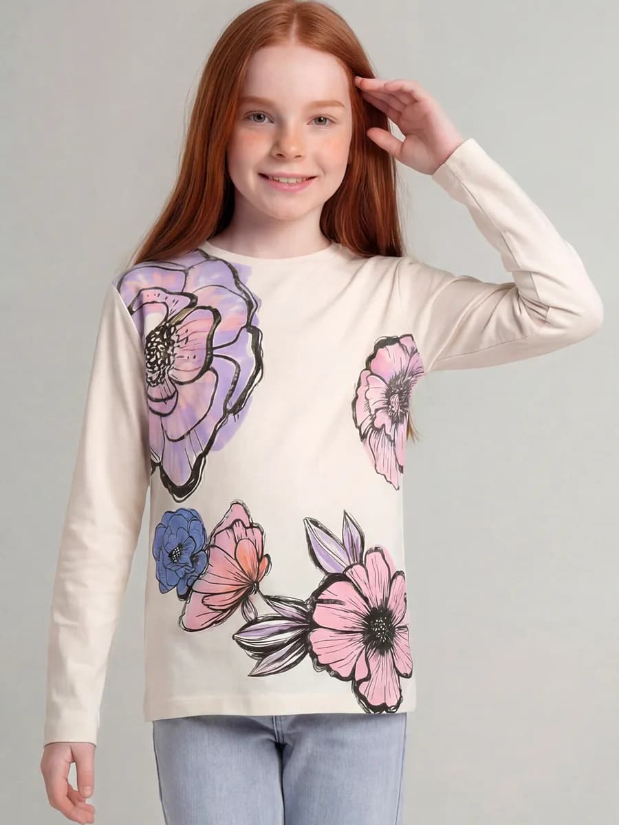Лонгслив с цветочным принтом