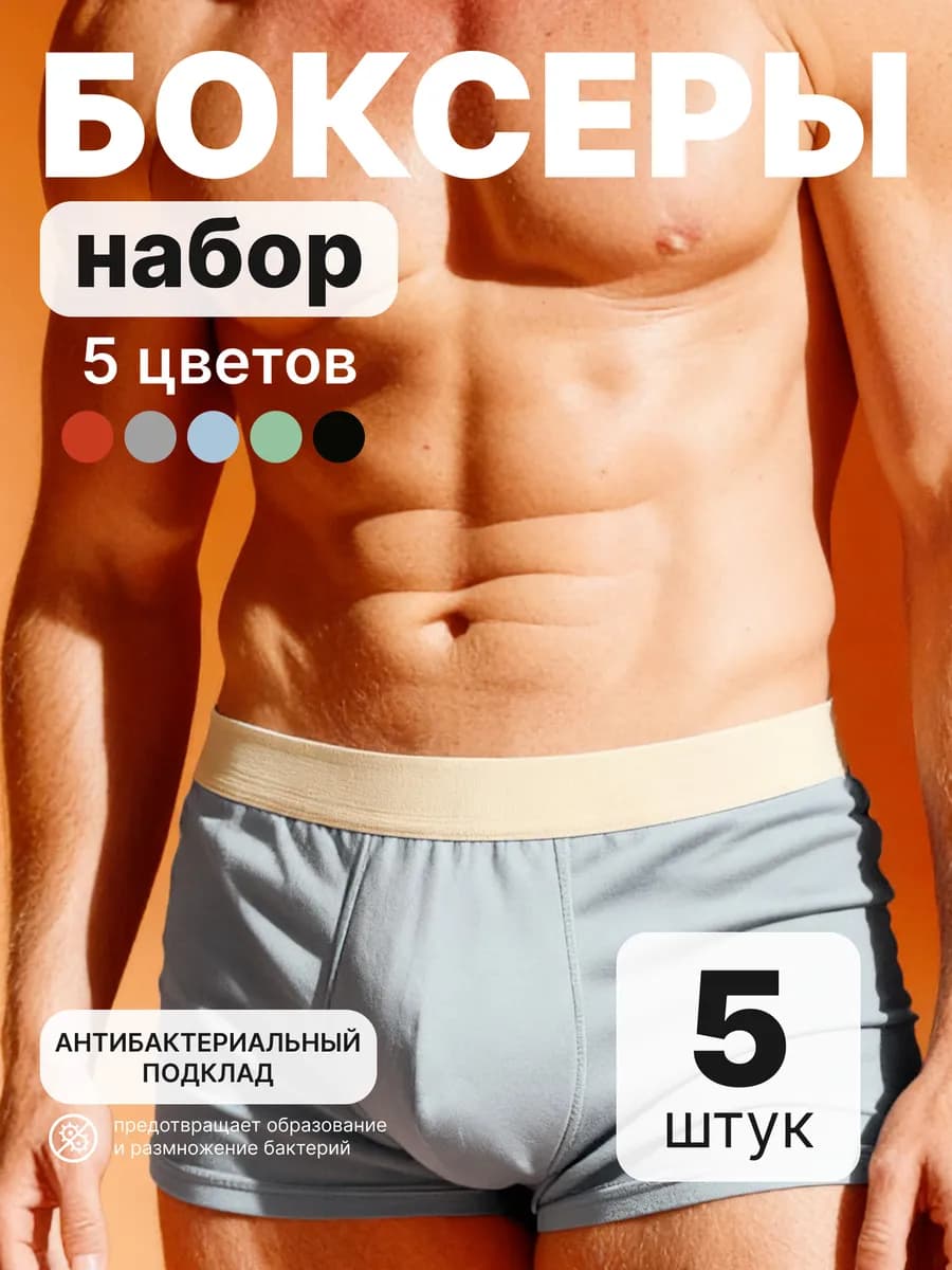 Трусы мужские боксеры набор хлопок 5 шт