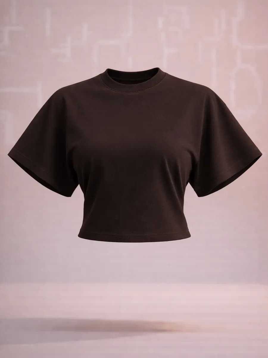 Приталенная футболка с широкими рукавами летучая мышь