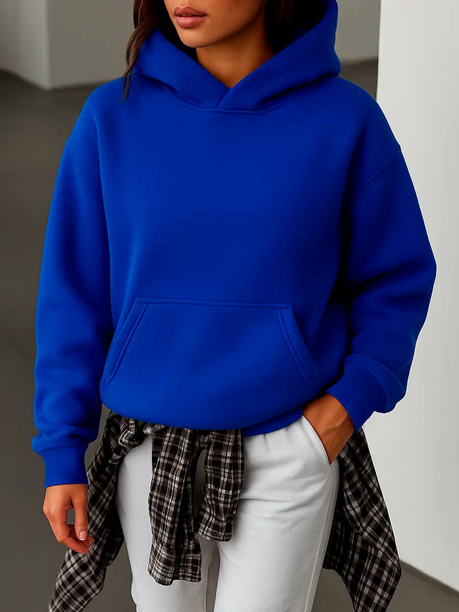 Теплая толстовка оверсайз с капюшоном флисовая