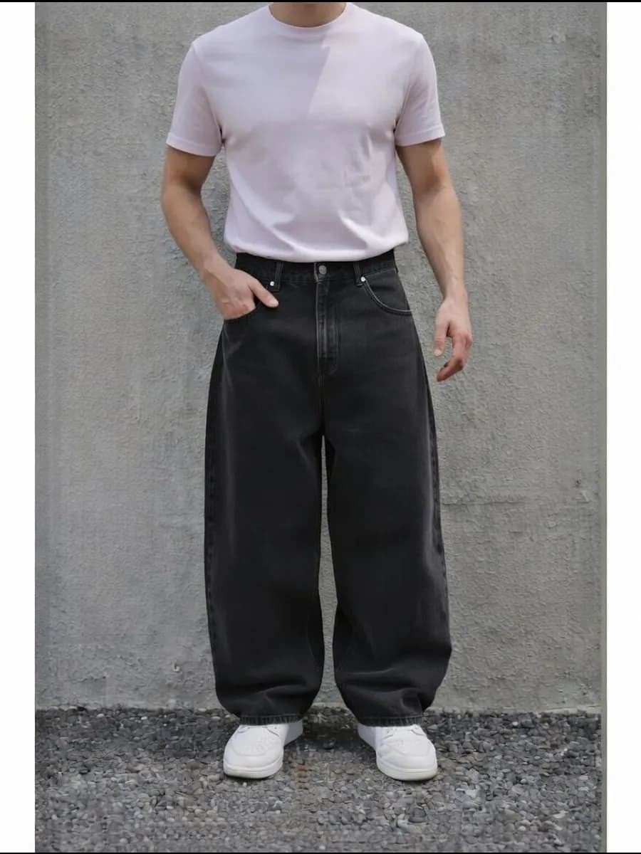 Джинсы широкие багги