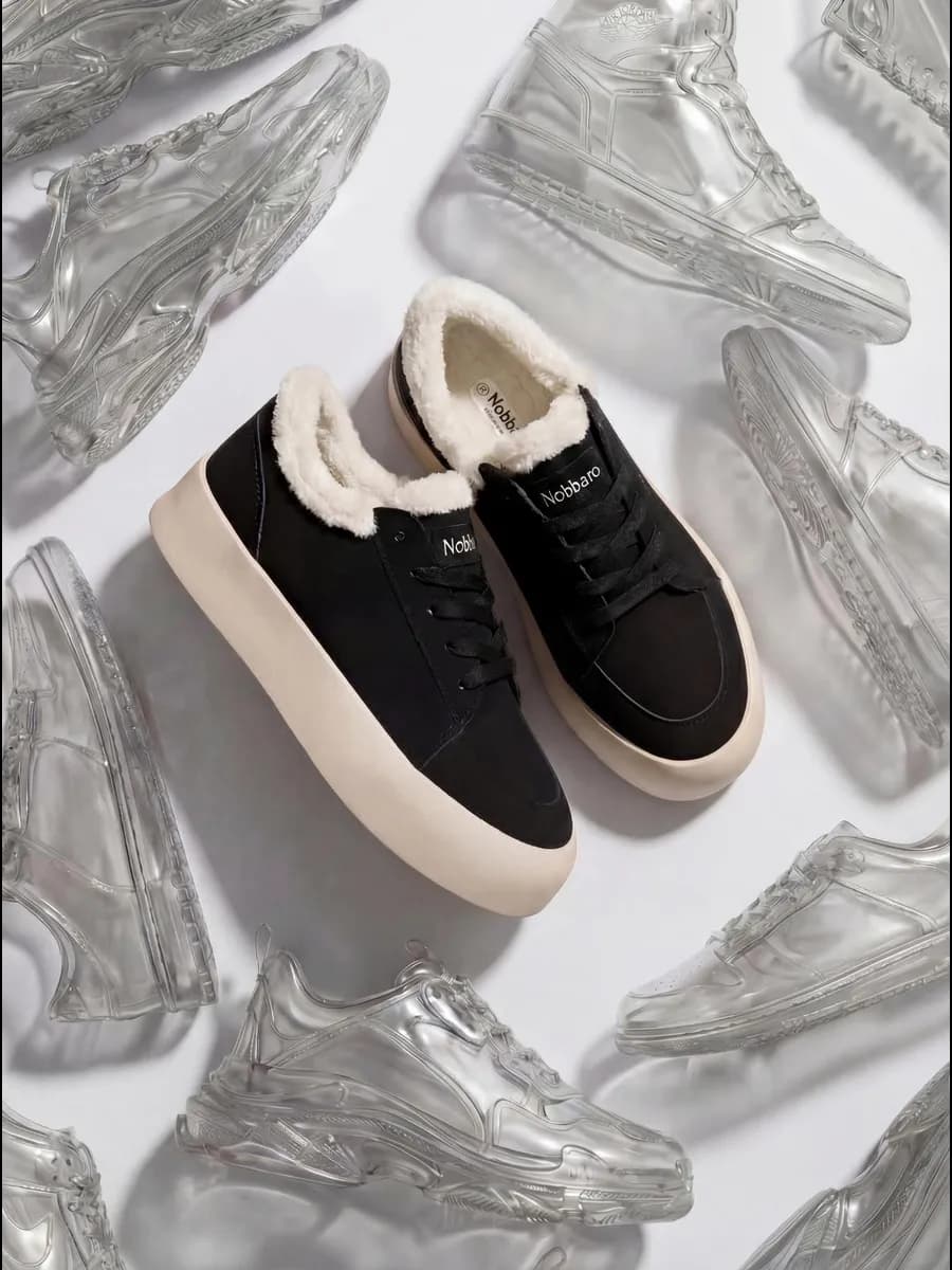 Кеды зимние женские на платформе утепленные - фото 1