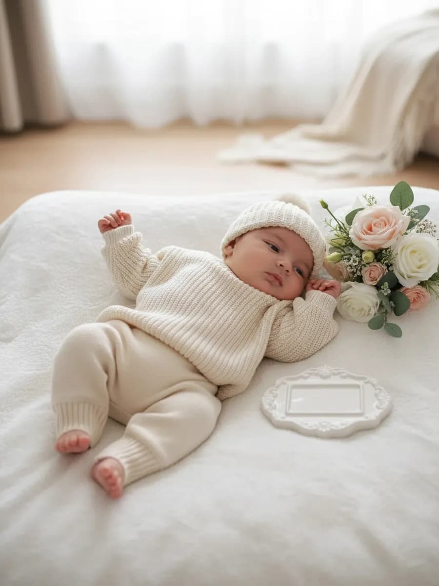 Вязаный костюм для новорожденного малыша - фото 1