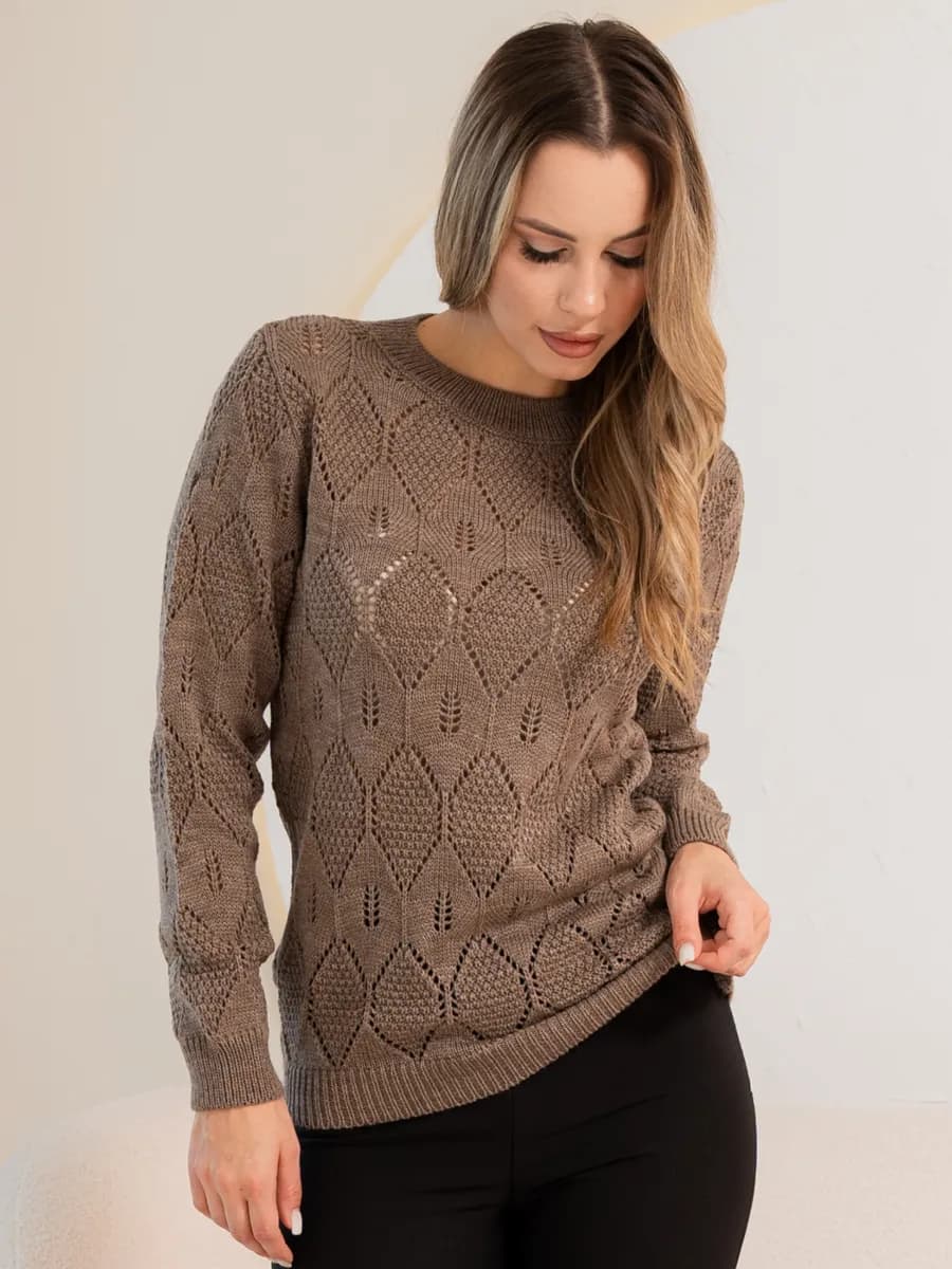 Свитер вязаный ажурный джемпер женский теплый нарядный