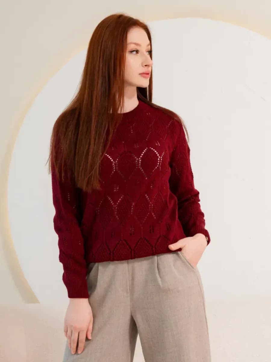 Свитер вязаный ажурный джемпер женский теплый нарядный