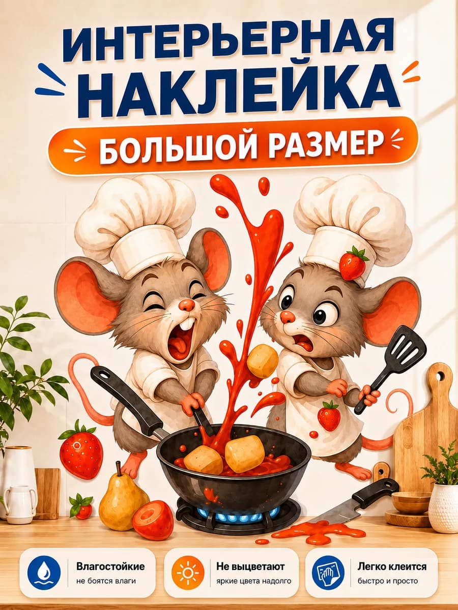 Наклейки интерьерные на стену и окна "с Мышками" 30х30см