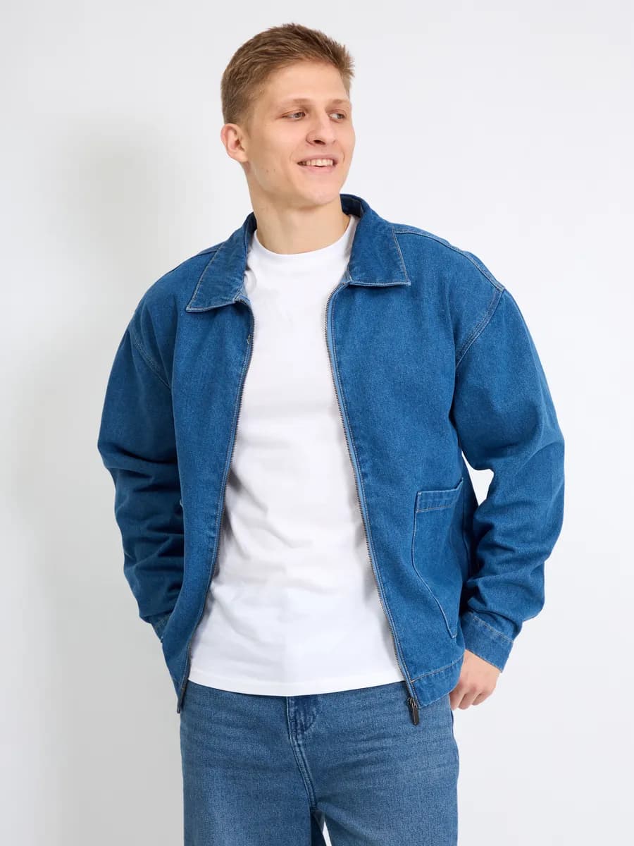 Куртка джинсовая прямого кроя на молнии