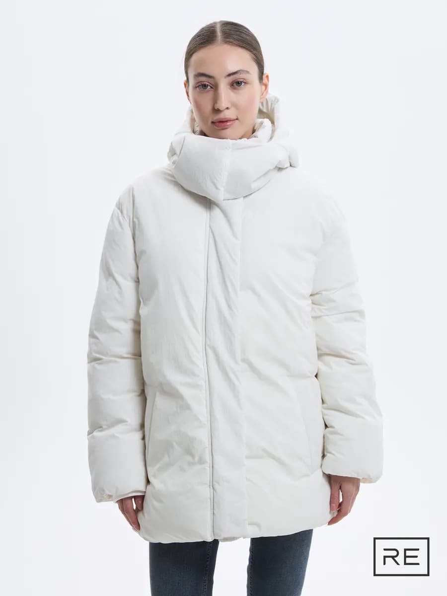 Куртка oversize с высоким воротником и несъёмным капюшоном