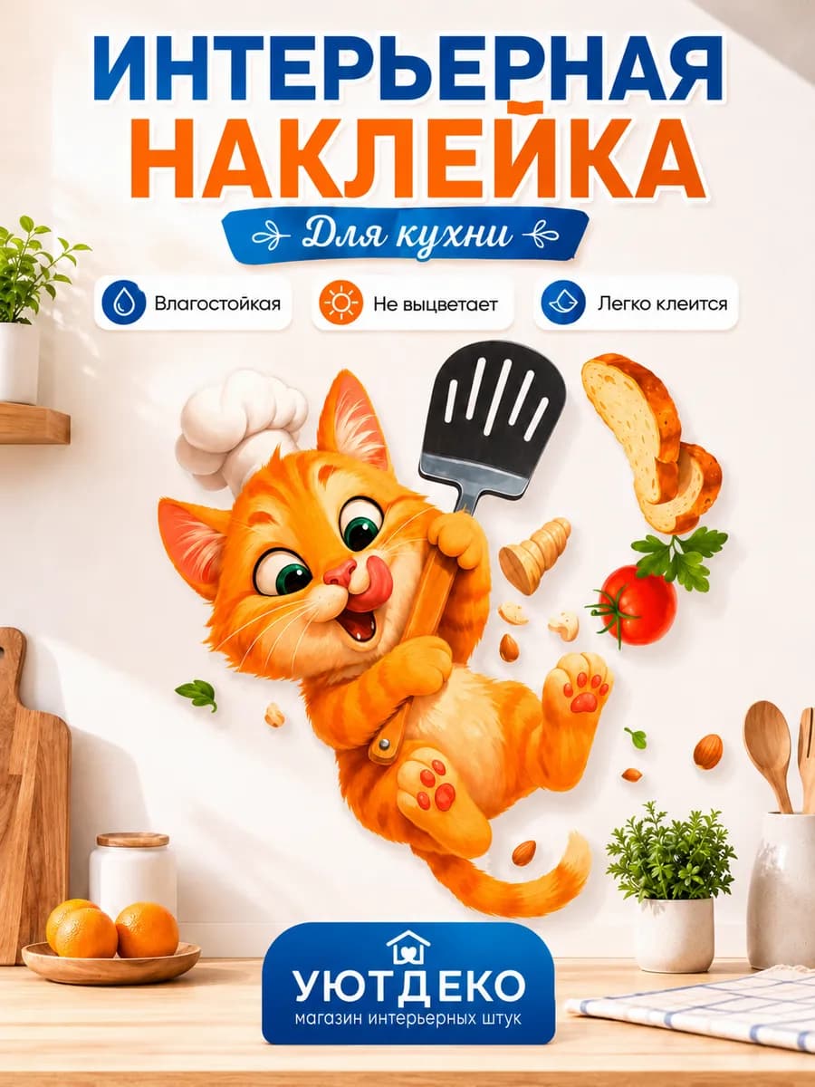 Наклейки интерьерные на стену и окна "с Котом" 30х30см
