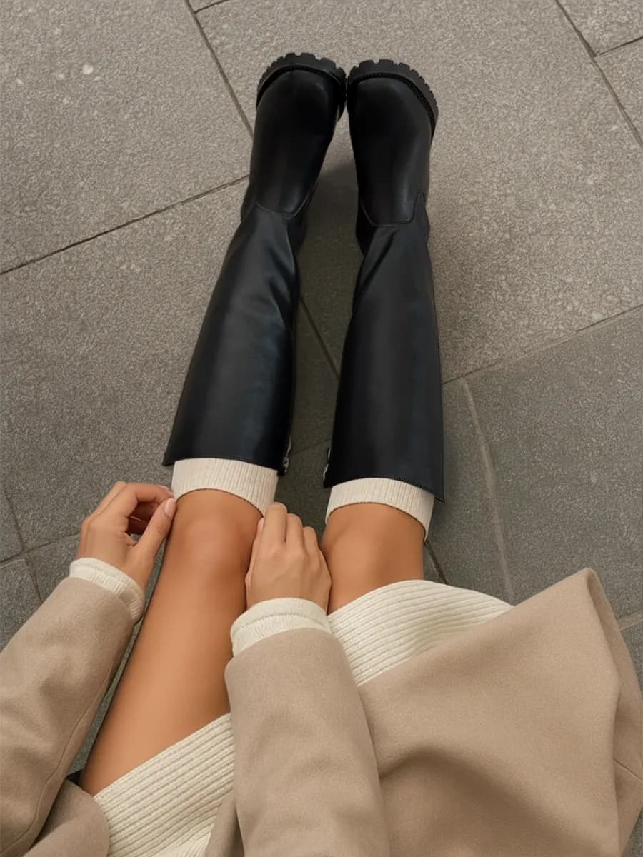 Сапоги трубы высокие зимние