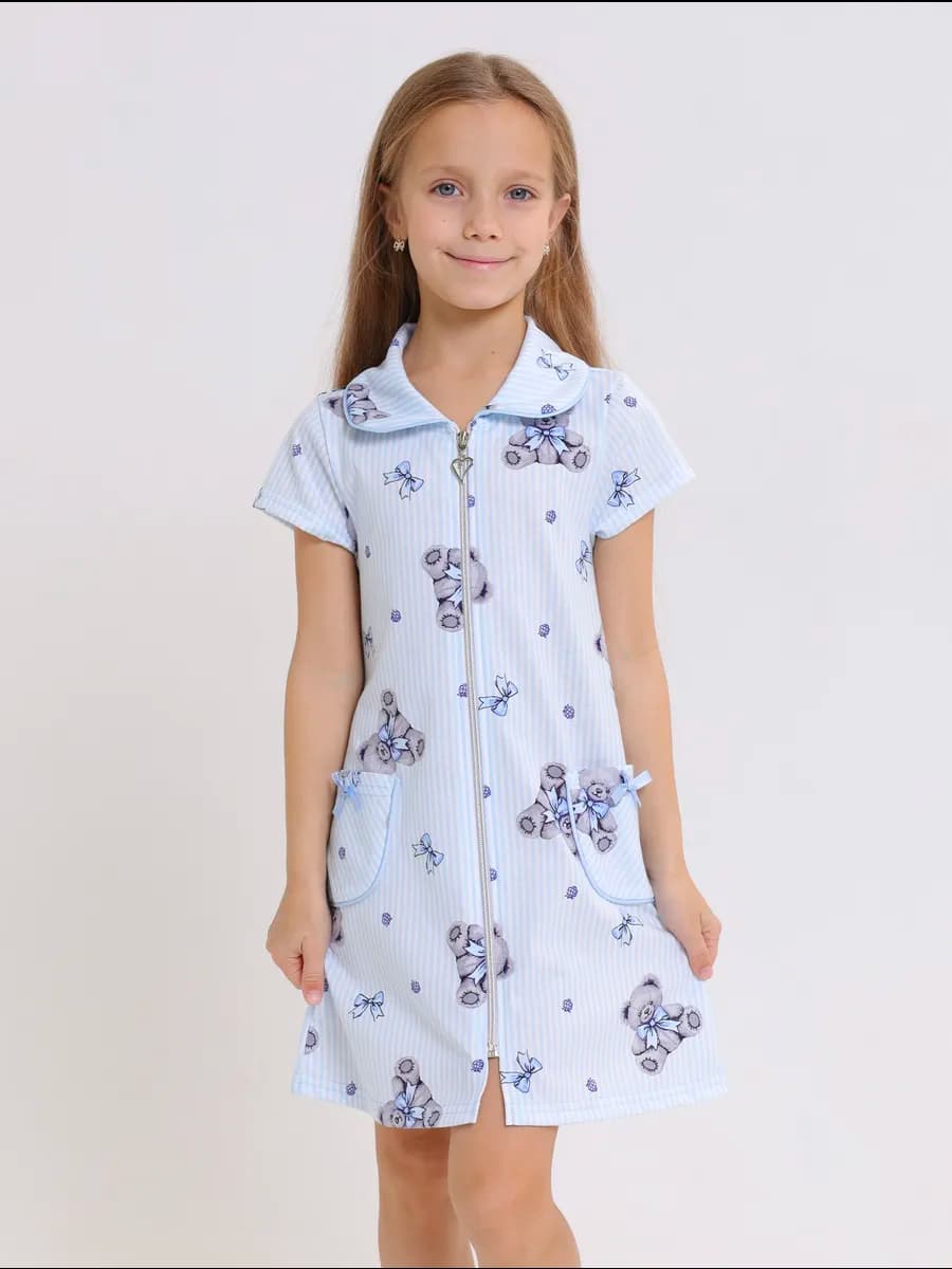 Халат с коротким рукавом на молнии