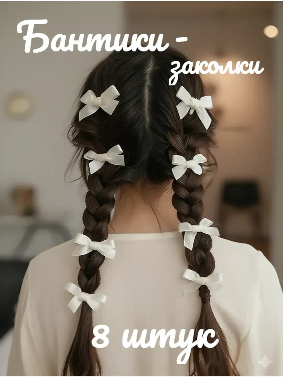 Маленькие бантики на заколке для волос