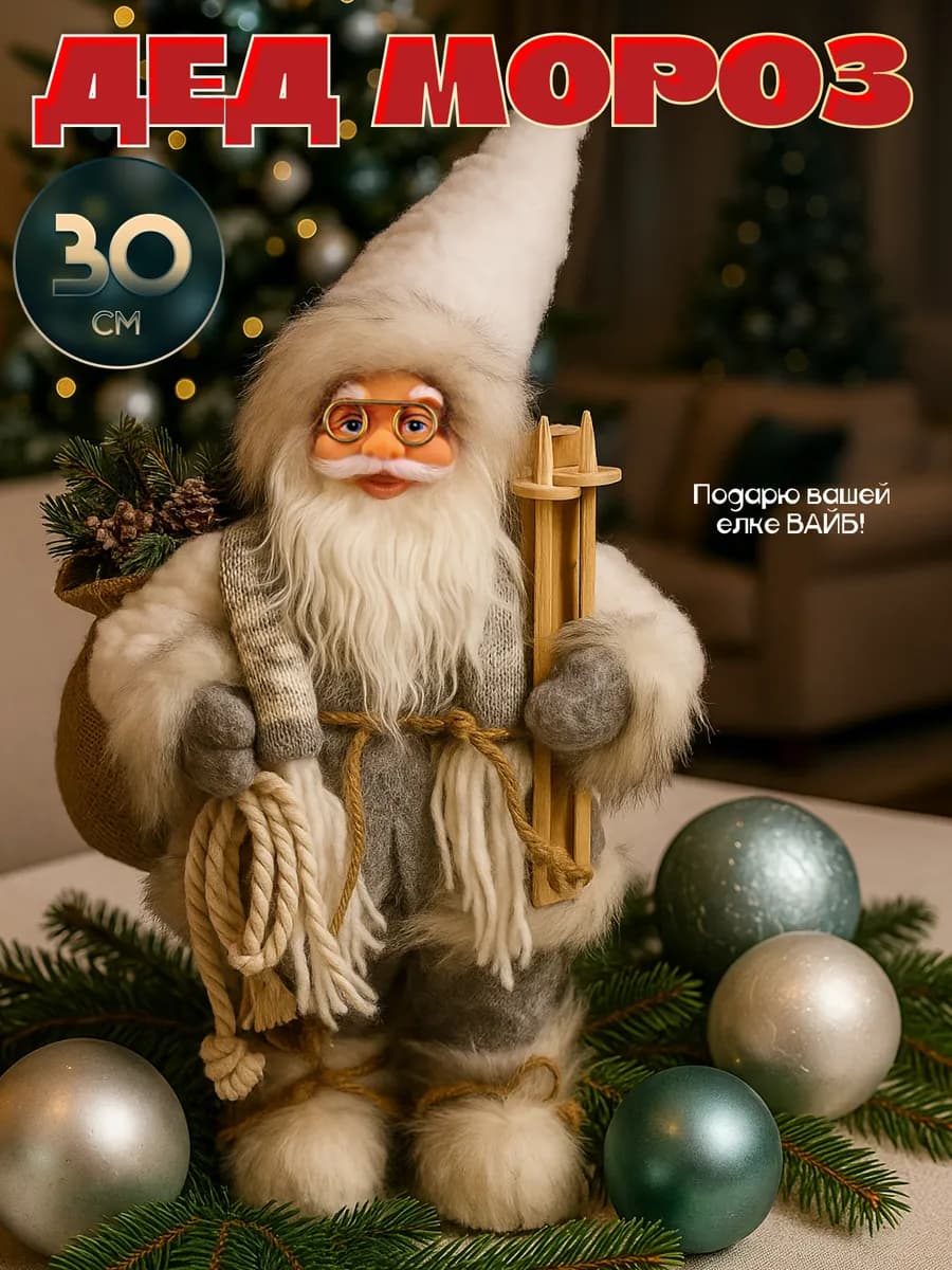 Новогодний дед мороз под елку 30 см