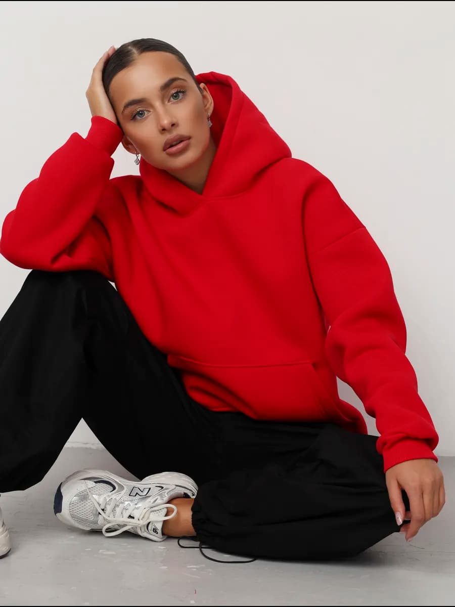 Худи оверсайз с капюшоном теплое с начесом