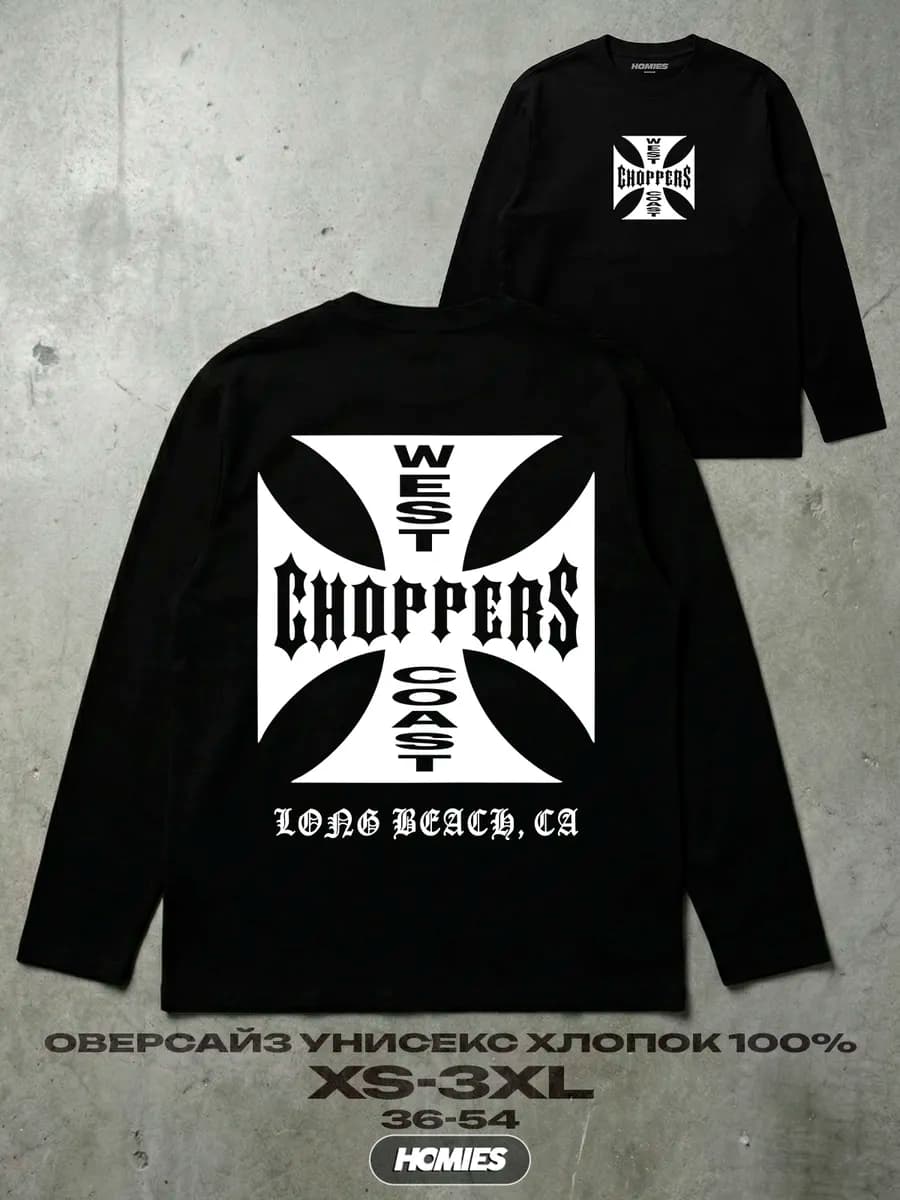 лонгслив оверсайз с принтом y2k west coast choppers