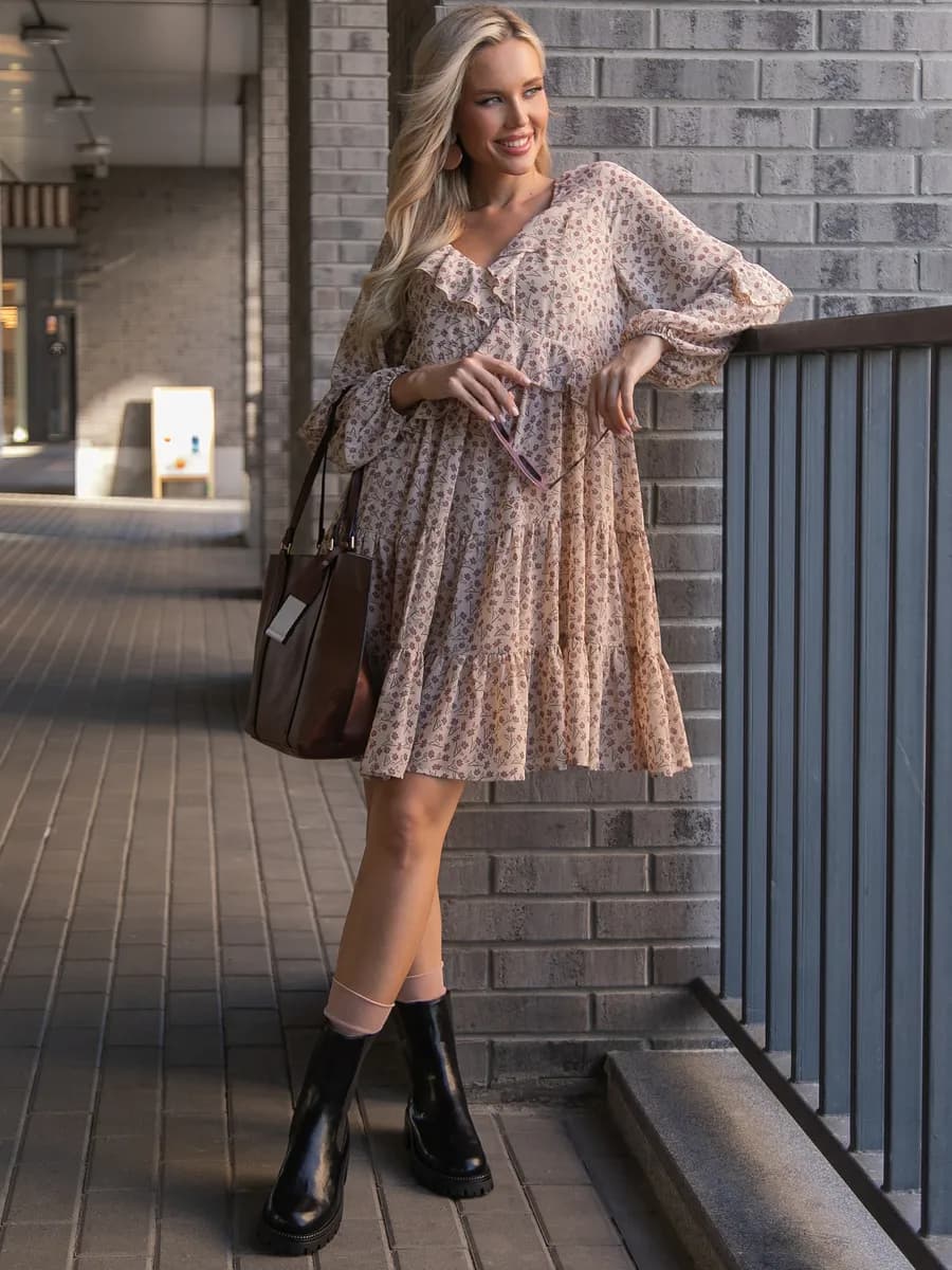 Платье нарядное шифоновое с воланами и рюшами - Avro`ra