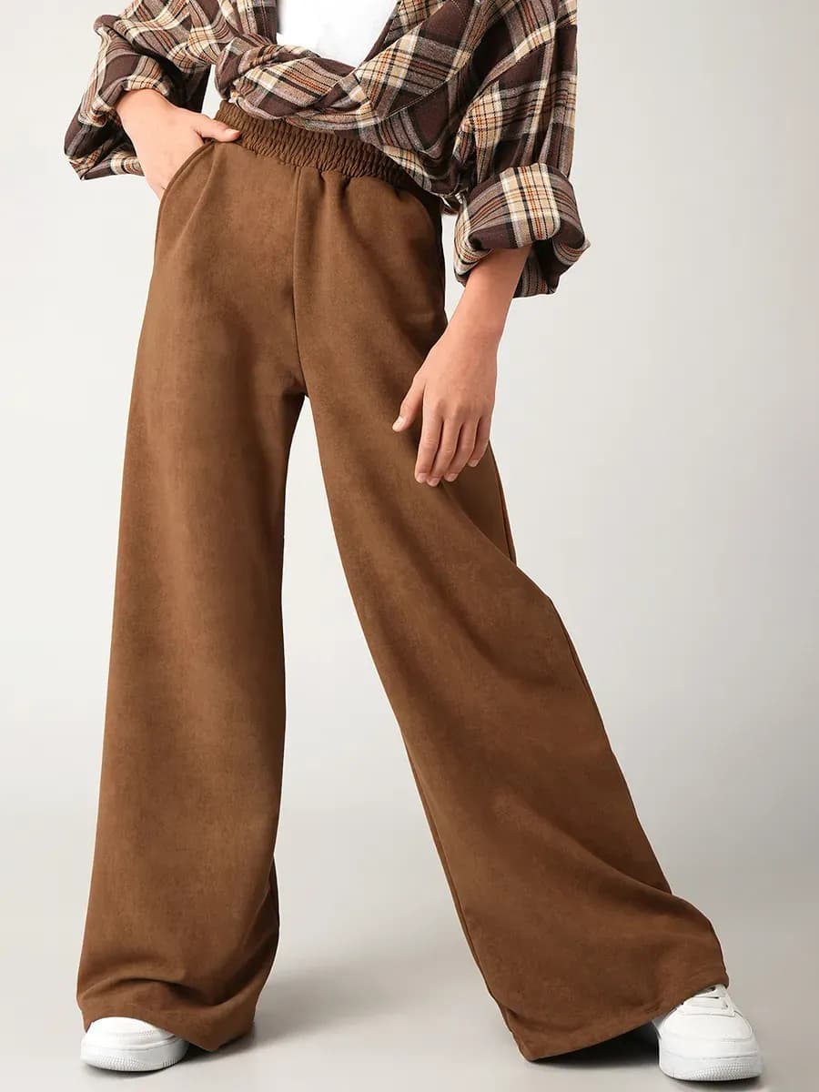 Брюки палаццо детские с высокой посадкой из футера