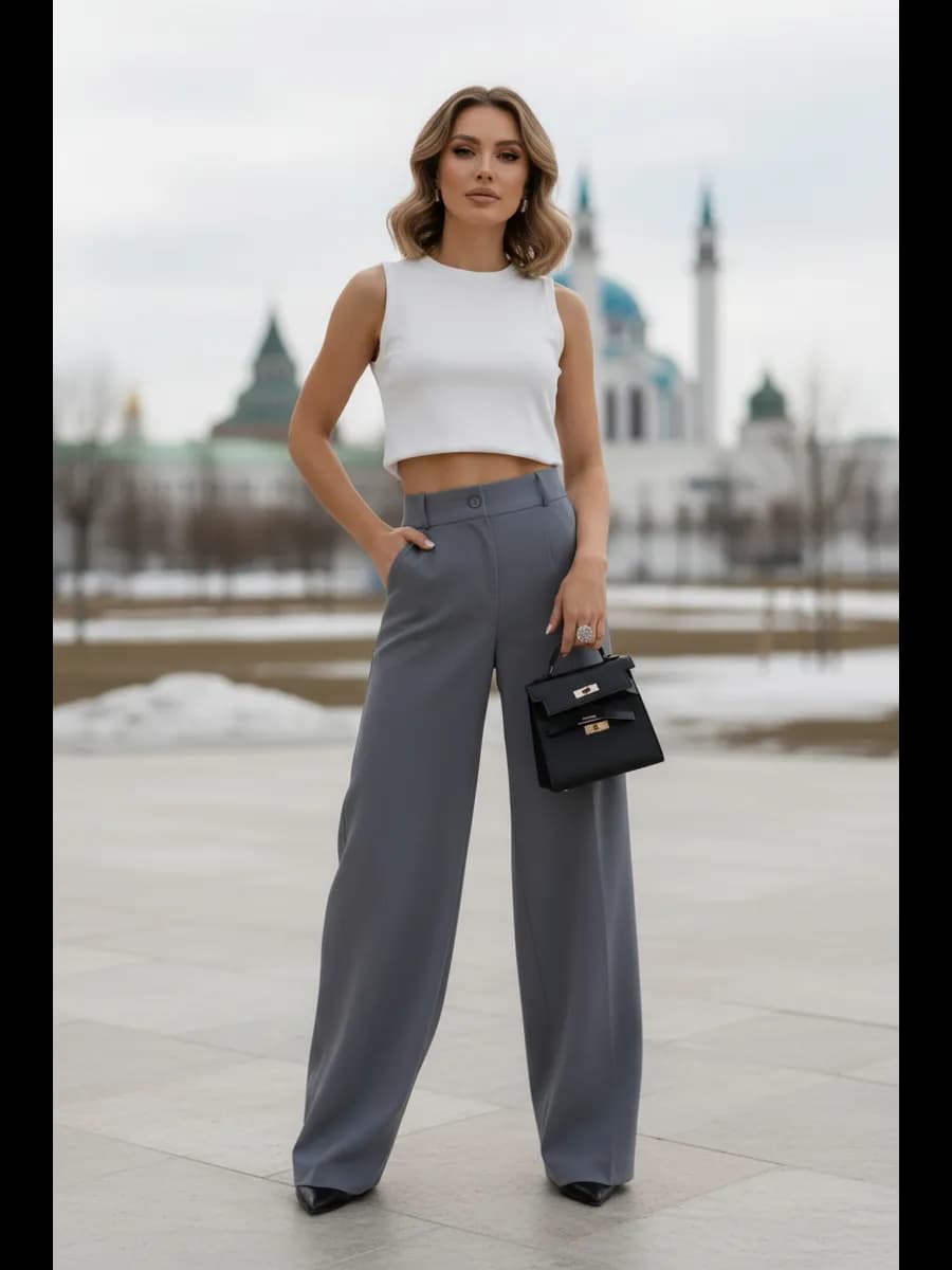 Брюки палаццо нарядные деловые - фото 1