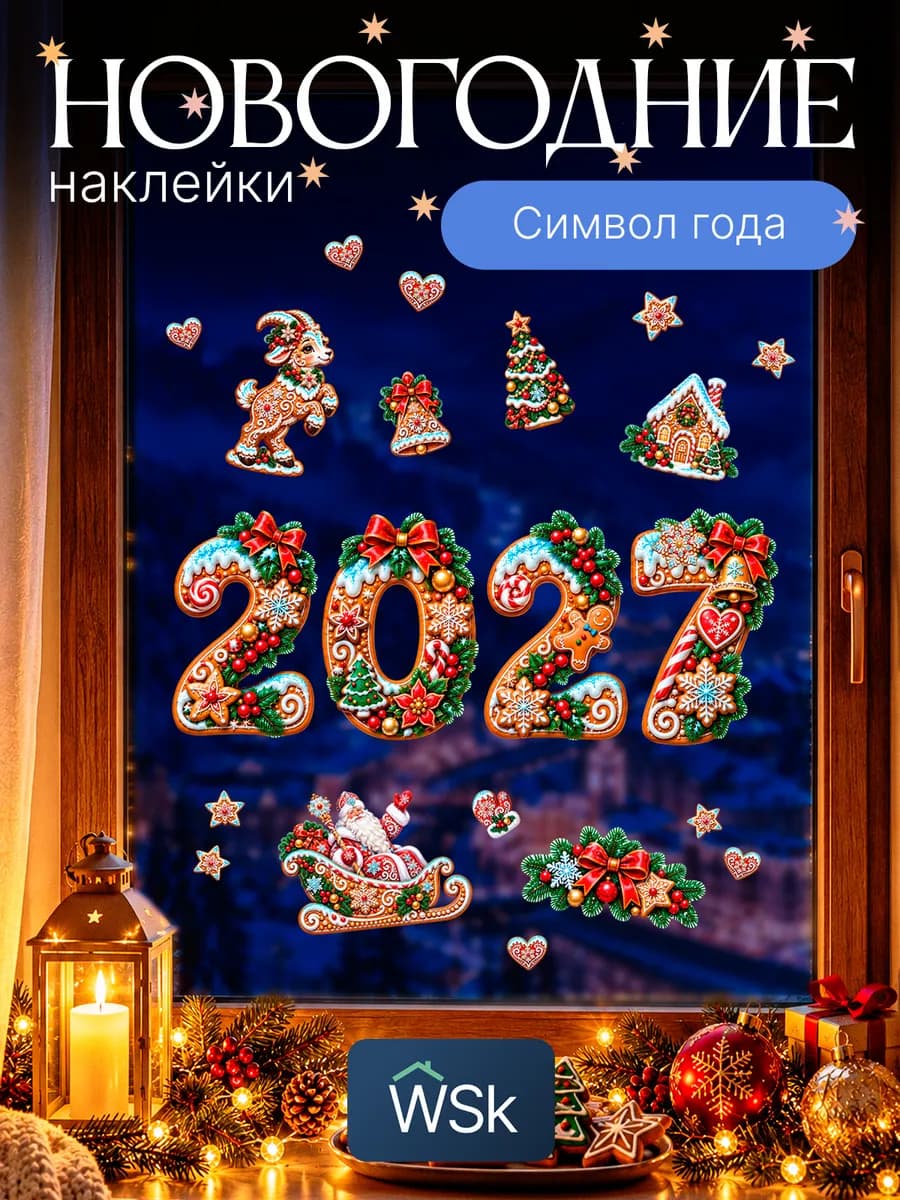 Новогодние наклейки набор универсальные украшения 2027 год