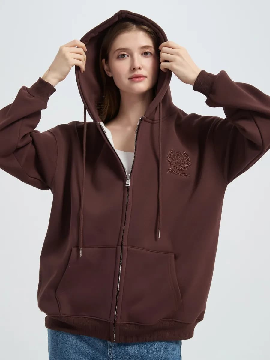 Зип худи оверсайз с капюшоном - фото 1