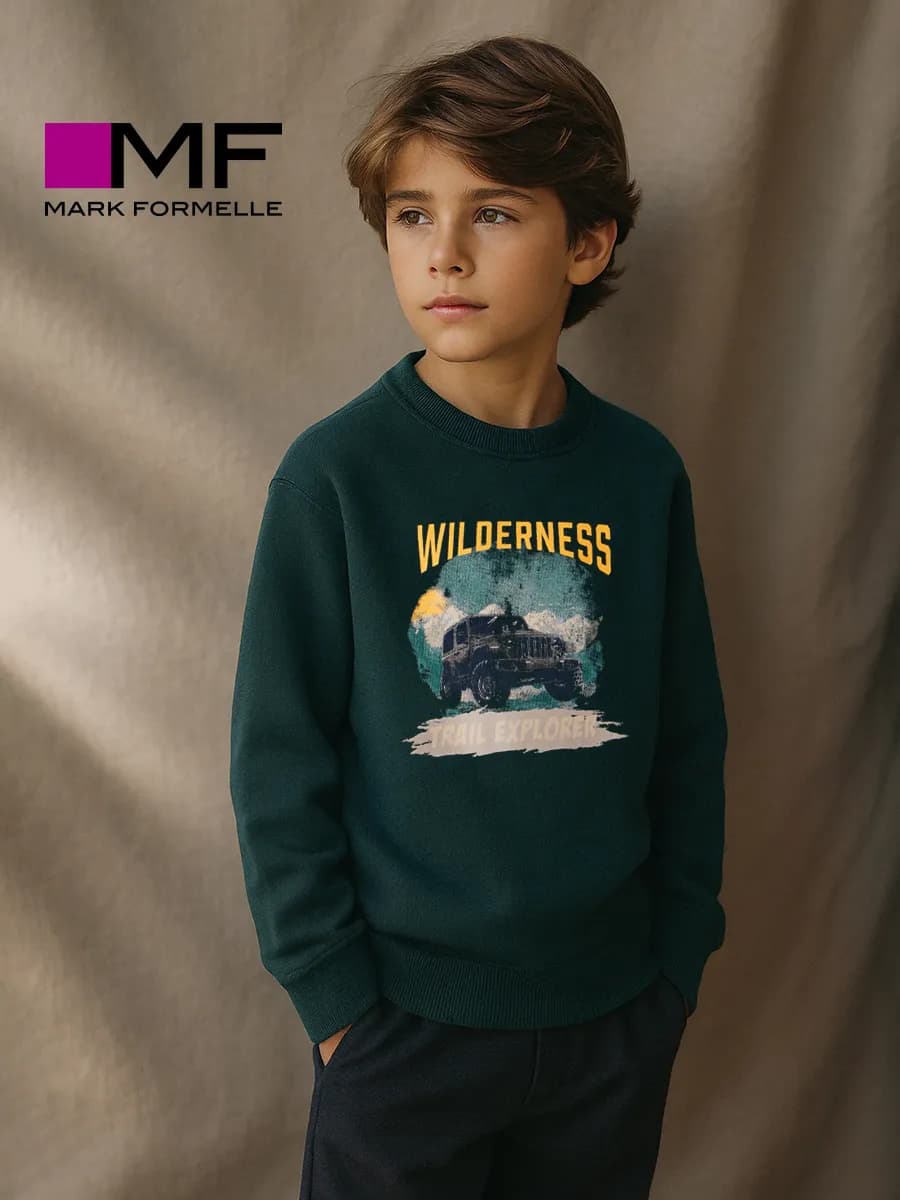 Свитшот детский оверсайз с начесом с принтом - фото 1