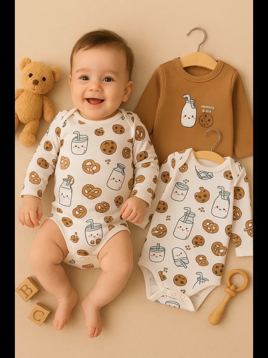 Боди для новорожденных с длинным рукавом комплект - 2 шт