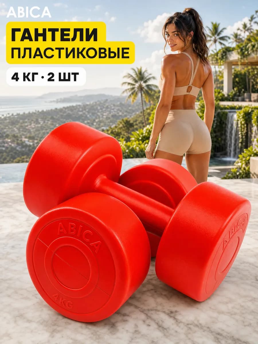 Гантели для спорта и фитнеса с пластиковым покрытием 4 кг