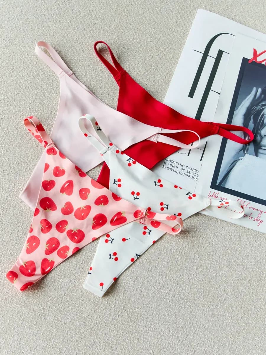 Трусы стринги бесшовные набор 4 штуки