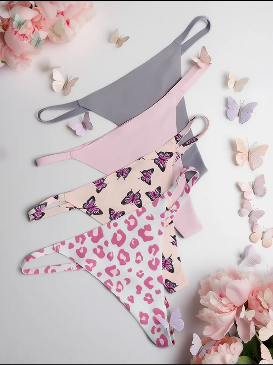 Трусы стринги бесшовные набор 4 штуки