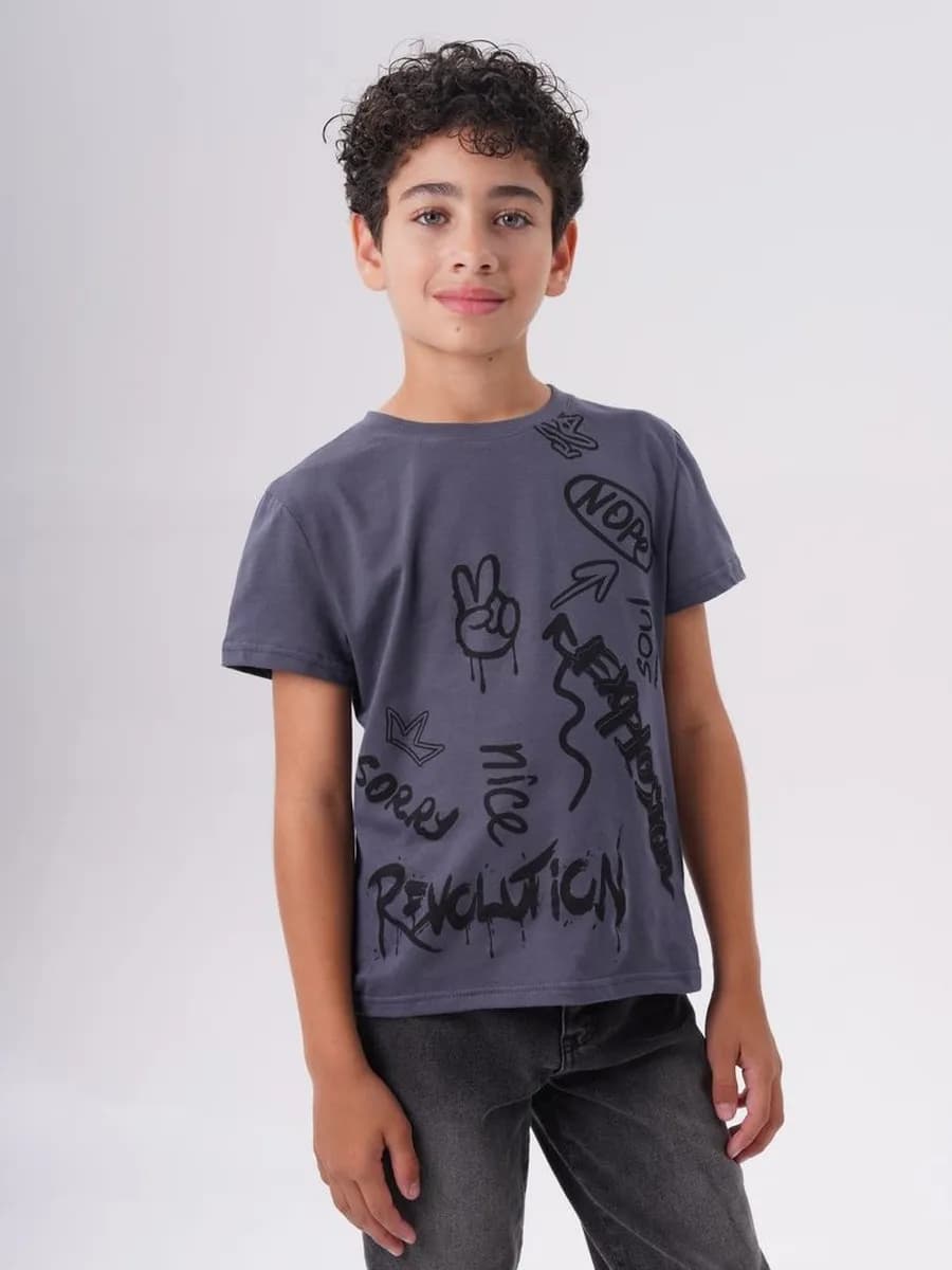 Футболка для мальчика серая с принтом