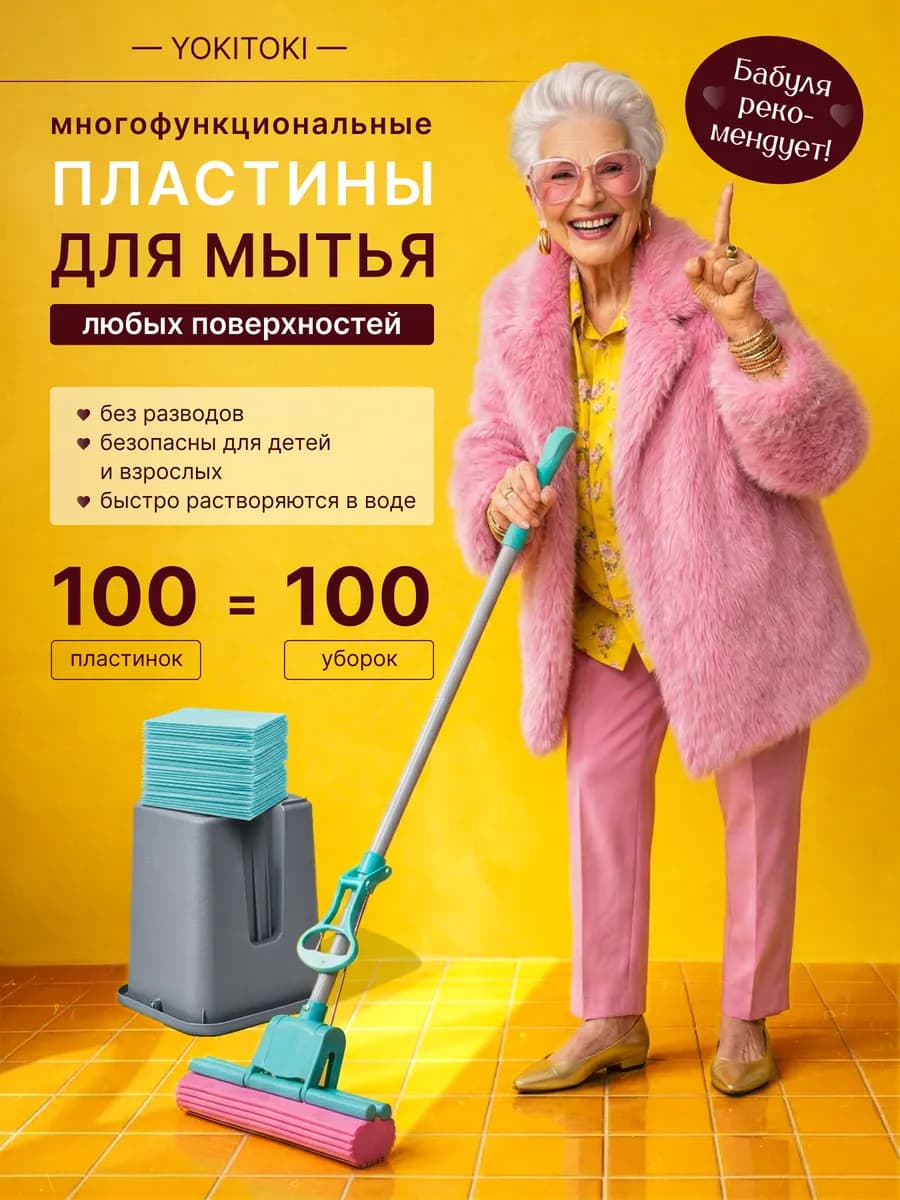 Средство для мытья полов и уборки, 100 шт