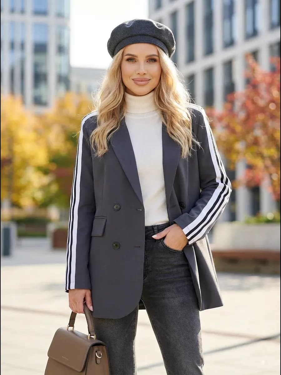 Пиджак оверсайз удлиненный с лампасами