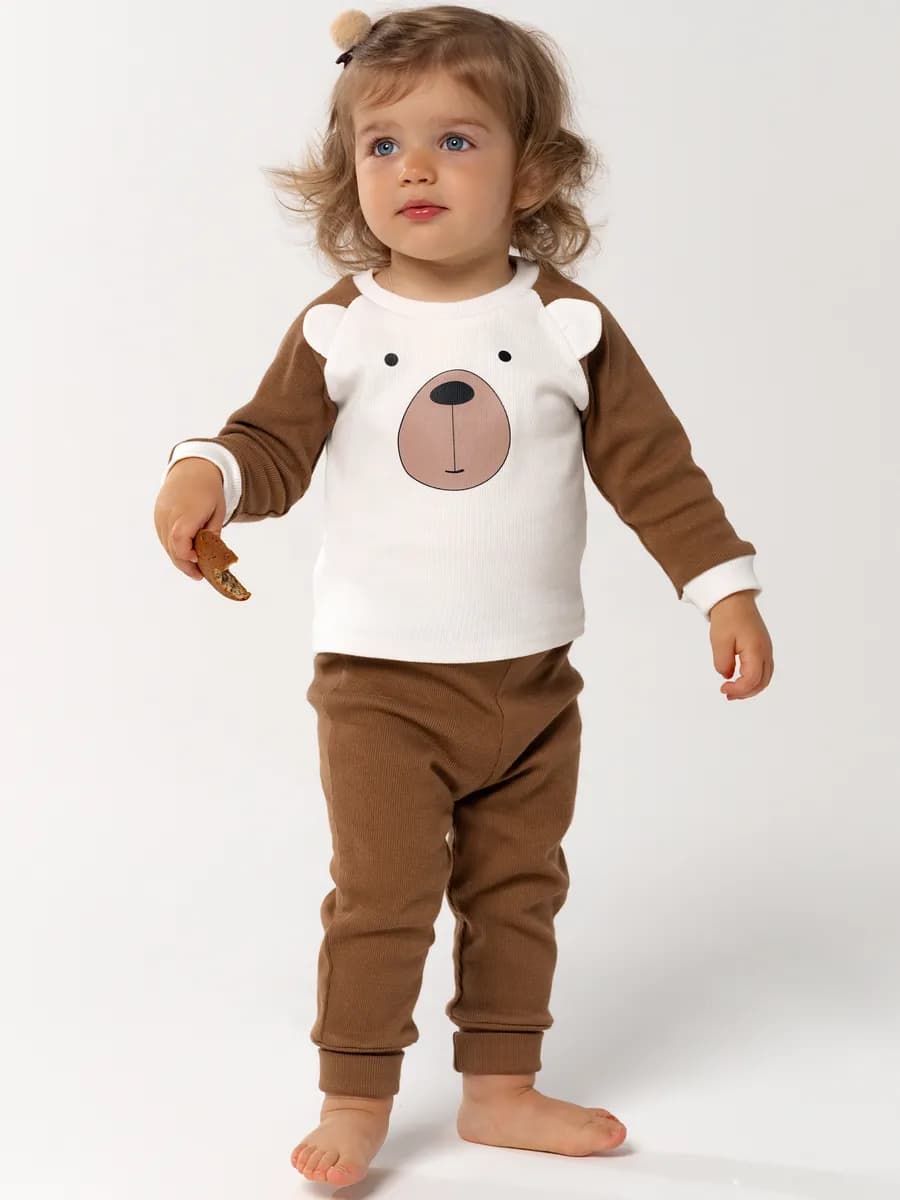 Домашний костюм лонгслив с брюками в садик - фото 1