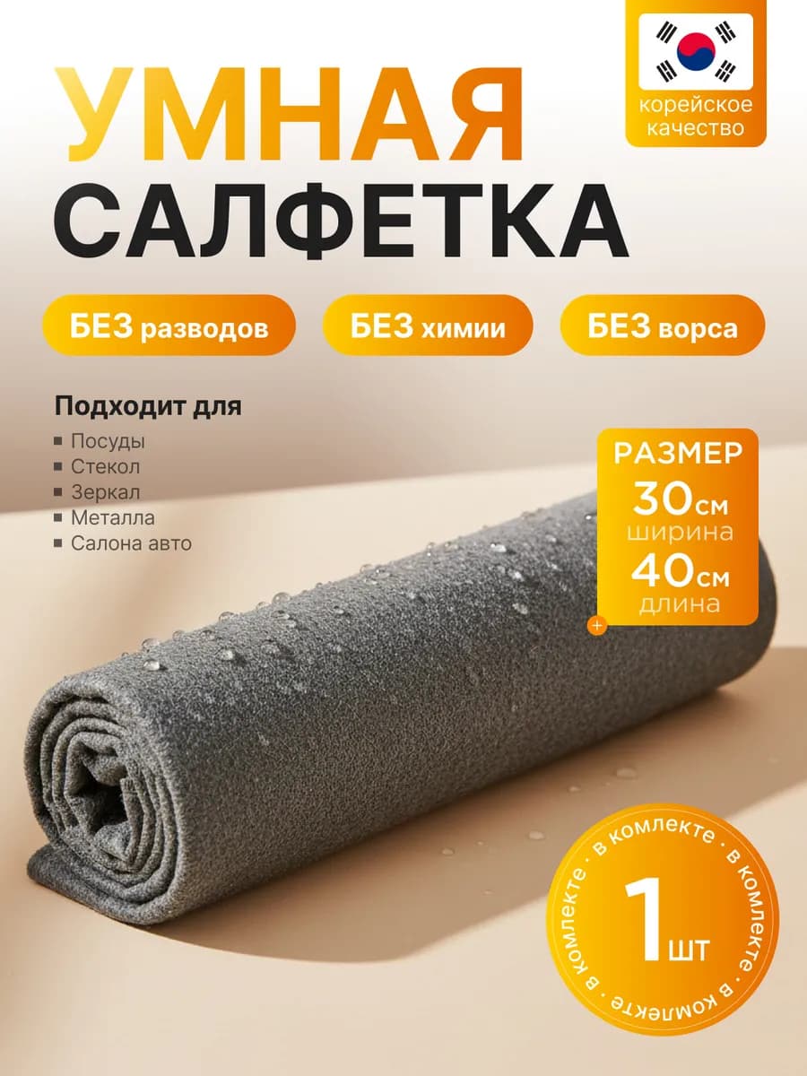 Корейская салфетка для уборки без разводов - фото 1
