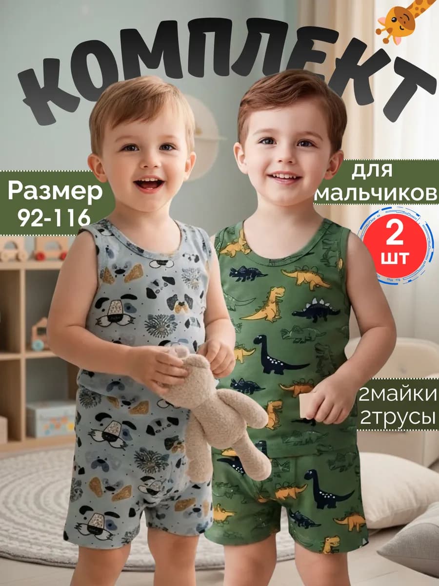 Детское белье майка трусы комплект 2 шт